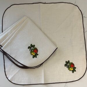 Embroidered Fruit Linen Napkins